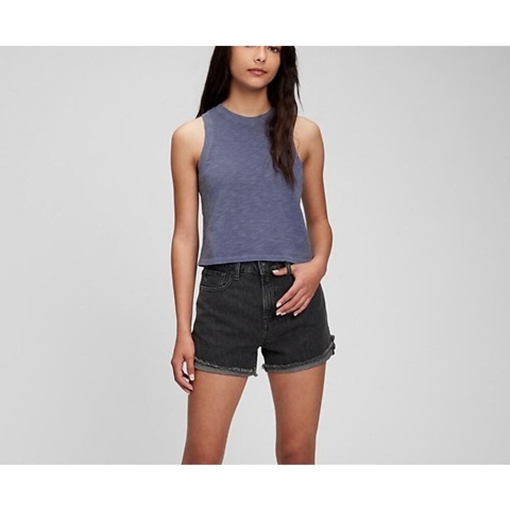 Gap Teen 18-20 Organic Cotton Sleeveless Crop Tanks Lot 2 Blue White